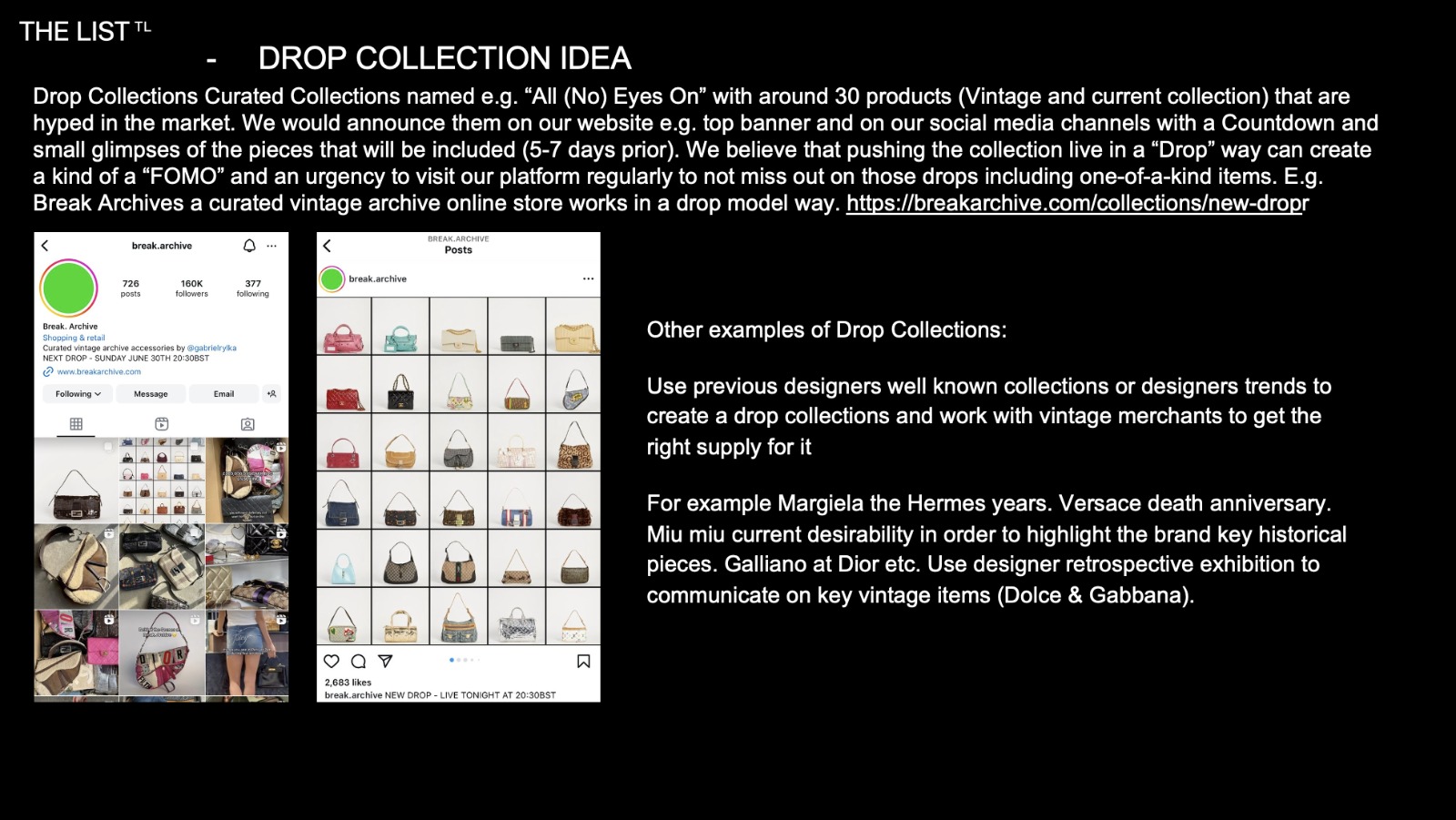 THE LIST drop collection concept